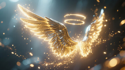 Angel wings golden light fantasy hope faith background