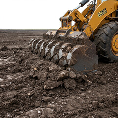 Soil Compaction: Heavy Machinery Impact Isolated on White, High Detail 8k.