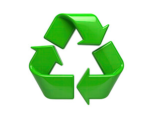 Obraz premium Shiny green symbol with curving arrows, representing waste reduction and reuse