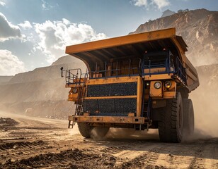 Obraz premium Mining Operation with Dumper Trucks