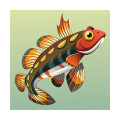 Fototapeta premium Colorful Fish Illustration with Orange and Brown Hues