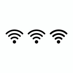 Wi-fi signal illustration showcasing three black wifi icons isolated on white background vector