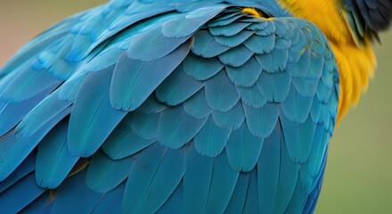 Fototapeta premium Close-up of a parrot's vibrant blue feathers