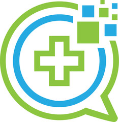 Health consult logo design template. Doctor chat talk logo design vector. 