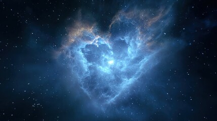 Obraz premium Cosmic Heart: An image of a heart-shaped nebula composed of swirling gas and stardust, bathed in celestial light. Representing love, the cosmos, and the beauty of space.