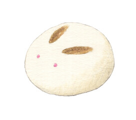 うさぎ饅頭　水彩色鉛筆イラスト