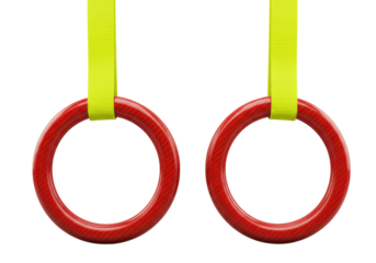Isolated gymnastics rings workout set up, physical training equipment for gym or home use
