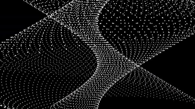 Dynamic dot grid transform animation in tech style, seamless loop on black background for digital art, visual effects, and modern video templates.