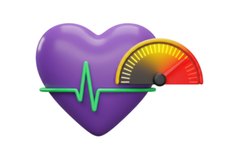 Isolated health monitoring medical concept with heartbeat signal and gauge representing health status