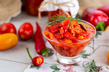 Delicious winter vegetable preparation in a jar
