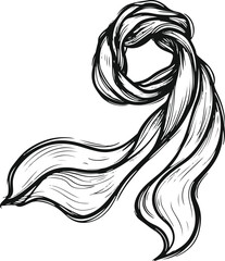 Obraz premium Elegant line drawing of a scarf flowing in wind