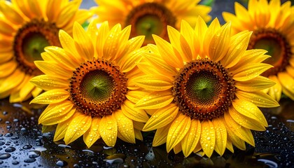 Fototapeta premium Close-up of vibrant sunflowers (1)