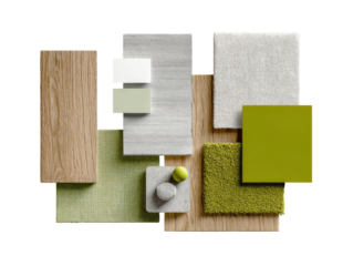 Interior design color palette swatches