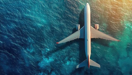 Fototapeta premium Airplane on a turquoise ocean