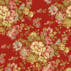 seamless pattern with red flowers