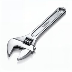 Adjustable wrench tool, versatile mechanical spanner, on crisp white background
