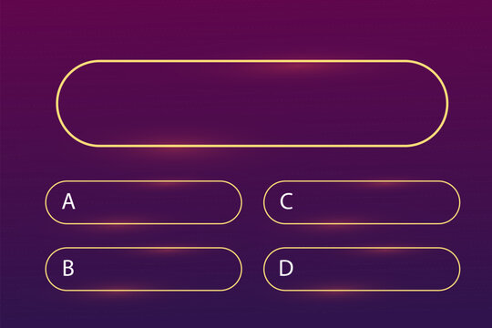 Quiz question interface game menu, show answer trivia template background. Multiple choice frame, button. Bar ui challenge. 