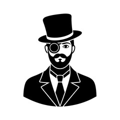 gentleman thief with monocle and top hat vector art