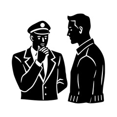 man being questioned by a police officer vector art illustration