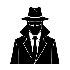 mysterious spy wearing sunglasses and trench coat