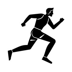 running man looking back vector art illustration.
