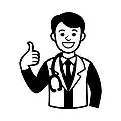 smiling doctor giving a thumbs up vector art illustration