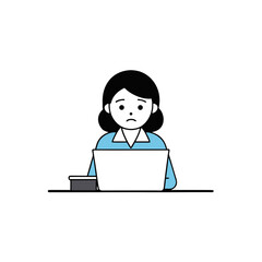 stressed female office worker working overtime vector art