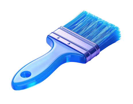 A luminous, stylized paintbrush with a blue transparent design isolated on black