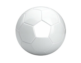 A pristine, glossy white sphere featuring pentagonal and hexagonal panels, isolated