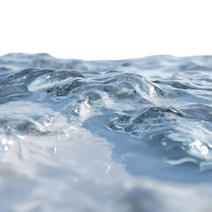 Detailed Water Surface Rendering with Clear Blue Tones Waves and Transparent Background for Design Elements and Visual Effects
