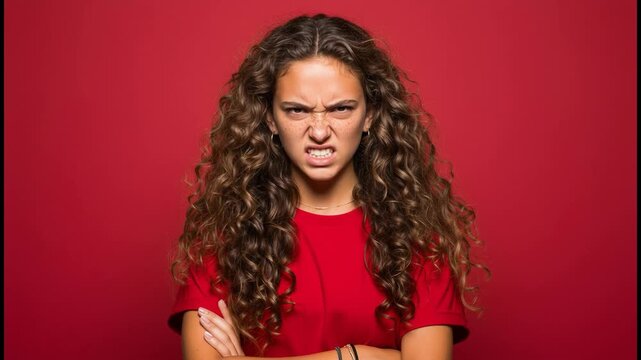 Girl with different emotions loop animation