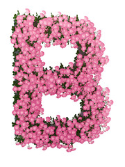 Floral decorative alpabet letter pink rose flower 3d symbol