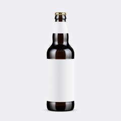 Craft beer bottle mockup with blank label, perfect for brewery branding and product showcasing, ideal for advertising promotions and marketing campaigns
