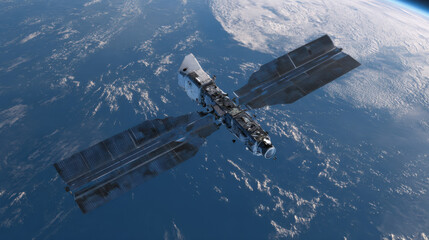 Satellite in Orbit Above Earth