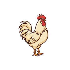 Cartoon rooster standing upright with red comb and wattle