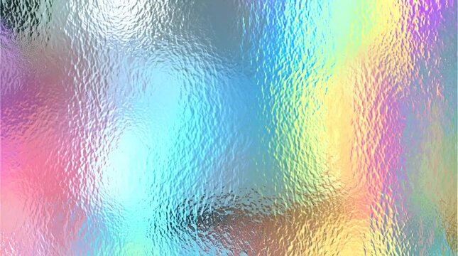 Iridescent holographic rainbow foil background with pastel pearlescent gradient and speckled metal texture vector	