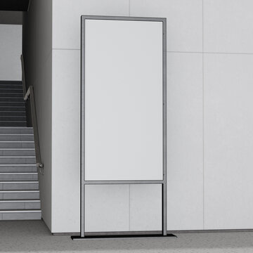 Modern blank billboard display in a minimalist urban interior perfect for advertising and branding mockups