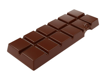 Isolated Milk Chocolate Bar with Bite Taken Out - Tasty Sweet Snack, Delicious Treat