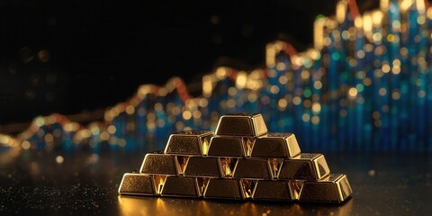 Investment opportunity gold bars with financial growth trends market environment digital visualization dynamic perspective