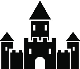 Obraz premium Simple black silhouette of a medieval castle with towers