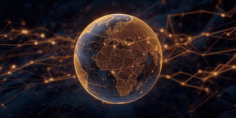 Global connectivity visualization digital world infographic technology abstract data representation