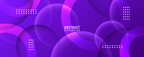 3D purple geometric abstract background overlap layer on dark space with circles effect decoration. Modern graphic design element cutout style concept for web banner, flyer, card, or brochure cover