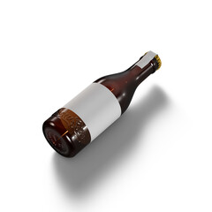 Elegant brown beer bottle with blank label for branding and product placement, perfect for...