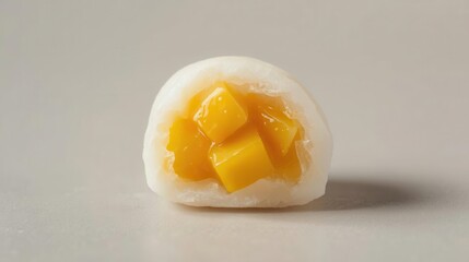 Delicious mango mochi dessert culinary delights food photography minimalistic setting close-up view sweet treat concept