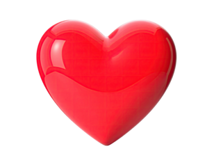 A glossy, red, three-dimensional heart isolated against a black background
