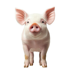 Pig full body standing front view isolated on transparent background.