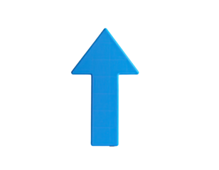 A vibrant blue upward-pointing arrow on a black background, simple graphic