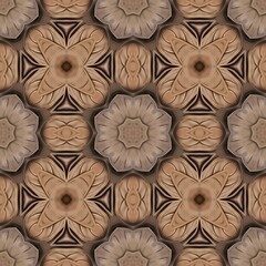 Abstract seamless floral pattern design with brown texture illustration