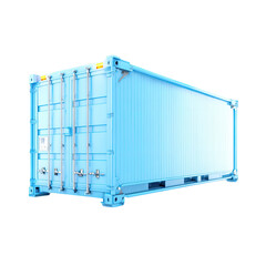Light-blue shipping container, rectangular, isolated