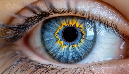 Close-up of a vibrant blue eye, intricate detail